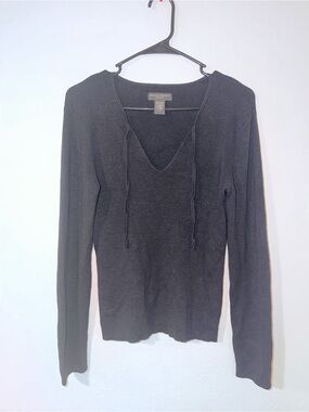 Banana Republic Black V-Neck Tie Sweater Top